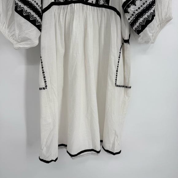 Scarlett Poppies Cotton White Black Dress A little Extra Size M/ L embroidered - Picture 6 of 12